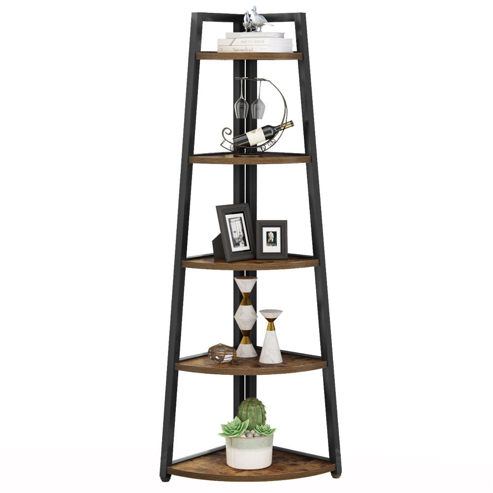 5-Tier Corner Shelf, 70" Corner Bookshelf